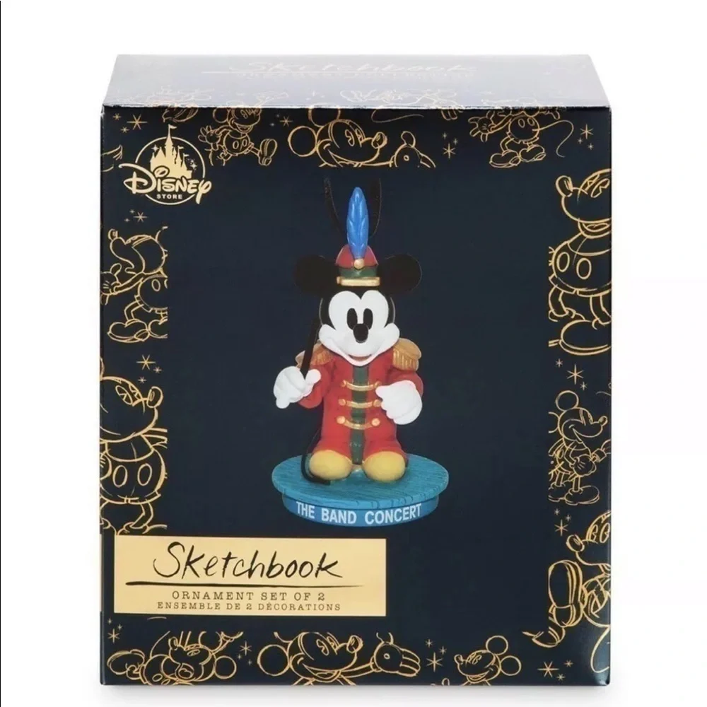 Disney Sketchbook Ornament LE Set Of 2 Mickey Mouse The Band Concert NEW